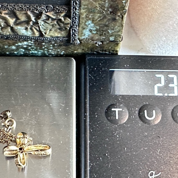 CROSS PENDANT NECKLACE GEMSTONE AND MARCASITE GOLD OVER STERLING PETITE 5509 L - Picture 11 of 12